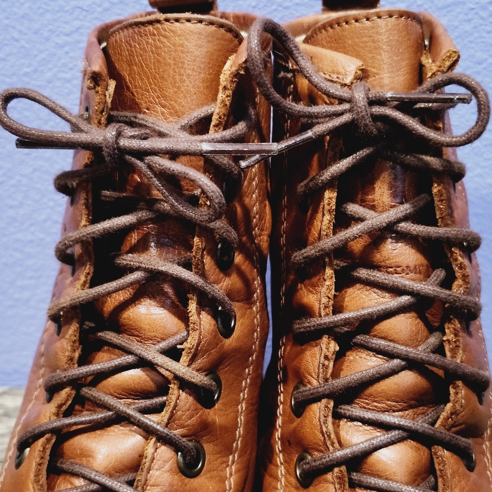 Frye Tan Leather Lace-Up Heeled Boots - Picture 7 of 15